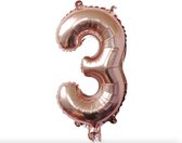 Folie Cijferballon 82cm Rosé Goud - Cijfer Ballon 3 - Ballon Rosé drie Kind Volwassen Verjaardag Bruiloft Decor Party