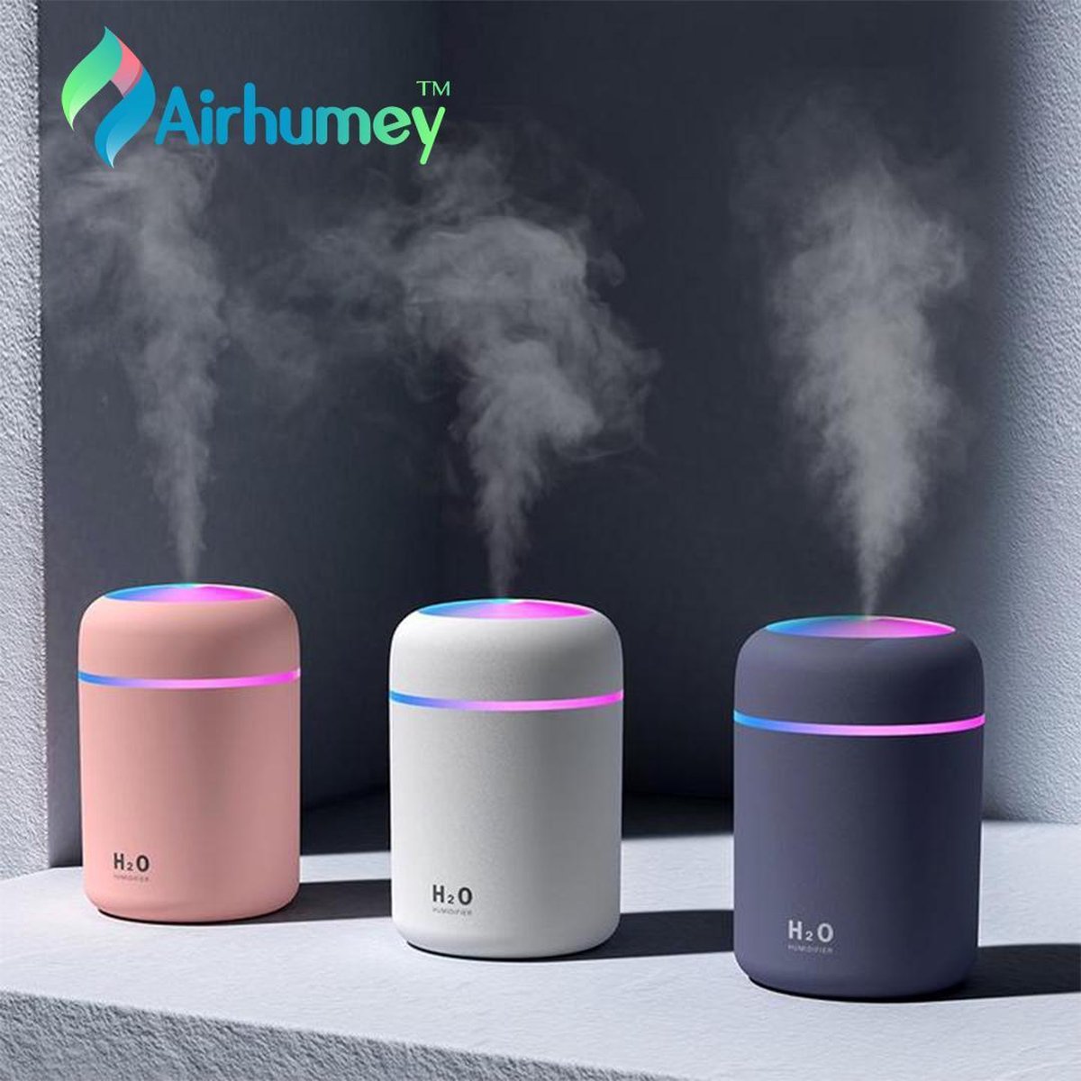 Aroma Diffuser - Luchtbevochtiger - Geur Verspreider - Aroma Diffuser met LED Sfeer Verlichting - Zwart