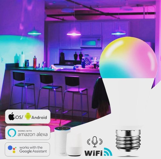 Smart Light Led Lamp E27 Kleuren RGB 16 miljoen kleuren te bedienen met  Smartphone App | bol.com
