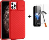 GSMNed – iPhone 12/12 Pro Rood – hoogwaardig siliconen Case Rood – iPhone 12/12 Pro Rood – hoesje voor iPhone Rood – shockproof – camera bescherming – met screenprotector iPhone 12