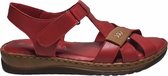 Manlisa velcro 3 kruisjes platte lederen comfort sandalen S147-20-1725 rood mt 37