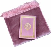 Fluwelen Gebedskleed Aardbei Roze met Suede Koran