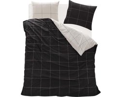 Homéé dekbedovertrekset Hollandse carré tweepersoons 200x200/220 cm +2 slopen 100% fijne Katoen double face zwart wit