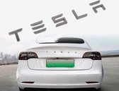 Chroom zilver letter embleem tbv Tesla model 3 S Y X, logo aanduiding achterklep kofferdeksel.