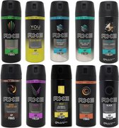 AXE Deodorant Spray MIX - Voordeelverpakking - Excite/ Black / Africa / Dark Temptation / Collison Leather&Cookies / Gold / You Clean Fresh / Musk / Ice Breaker / Ice Chill