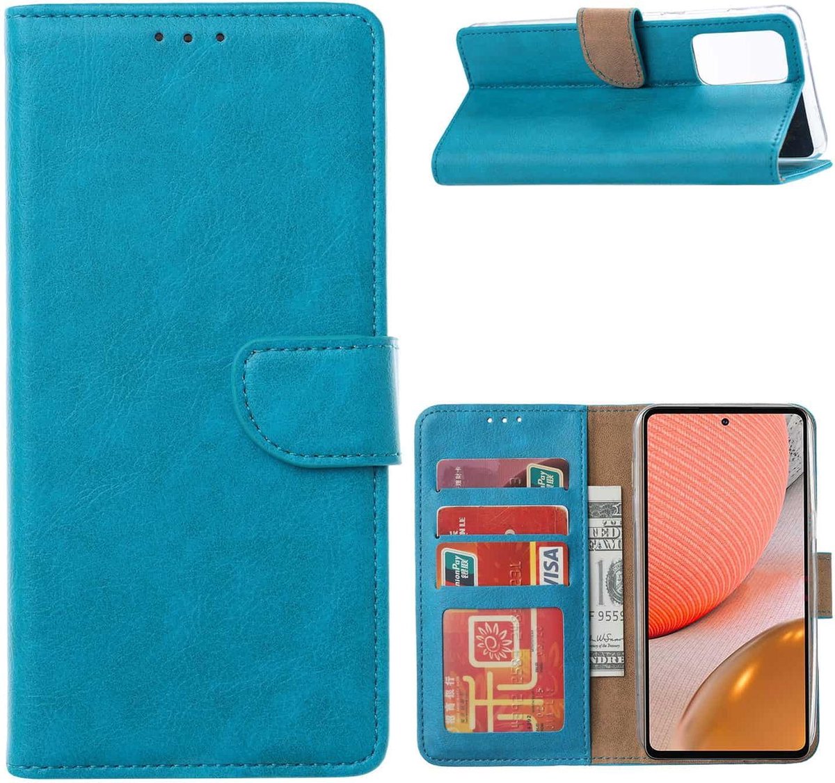 Fonu Bookcase hoesje Geschikt Voor Samsung A72 Blauw