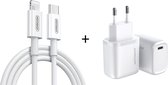 Apple Lightning naar USB-C kabel 1.2 meter + USB-C Adapter 20W - Wit - Apple MFI Certificatie - iPhone/ iPad usb kabel - USB Oplader - Charge & Sync kabel - iPhone 12 Mini/Pro/Pro Max usb kab