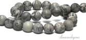Natuursteen kralen - Grey crazy Agaat kralen rond grijs mat ca. 12mm Streng ca. 38.5cm 100% natuurlijk