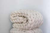 Handgemaakte deken van 100% zuivere merino XXL lontwol - wit - 80x100cm - 80x100cm - babydeken - sprei - wiegdeken - ledikantdeken - huisdecoratie