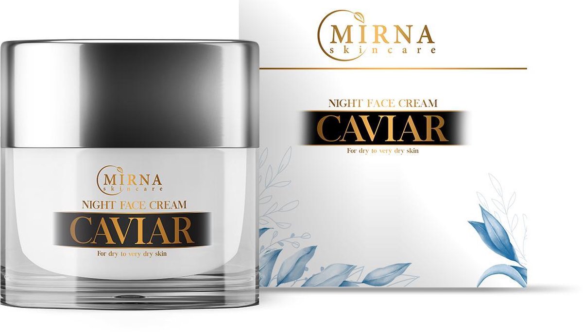 MirnaSkincare Kaviaar Nachtcrème - Natuurlijk Gezichtscrème - Hyaluronzuur & Retinol - 50ml