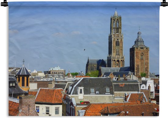 Wandkleed Utrecht - Uitzicht op de stad Utrecht met de Dom Wandkleed katoen 150x112 cm - Wandtapijt met foto