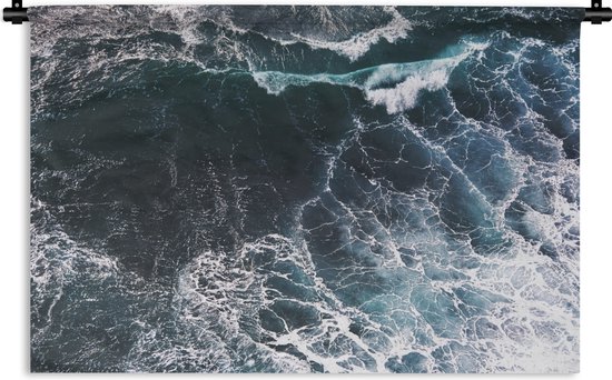 Wandkleed Golven  - Vogelperspectief golven Wandkleed katoen 90x60 cm - Wandtapijt met foto