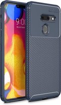 Beetle Series Carbon Fiber Texture Shockproof TPU Case voor LG G8 ThinQ (Blauw)