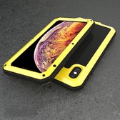 Waterdicht stofdicht schokbestendig aluminiumlegering + gehard glas + siliconen hoesje voor iPhone XS Max (geel)
