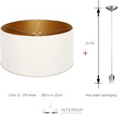 Hanglamp cilindervormig - Ø50 x h= 25cm - Off White