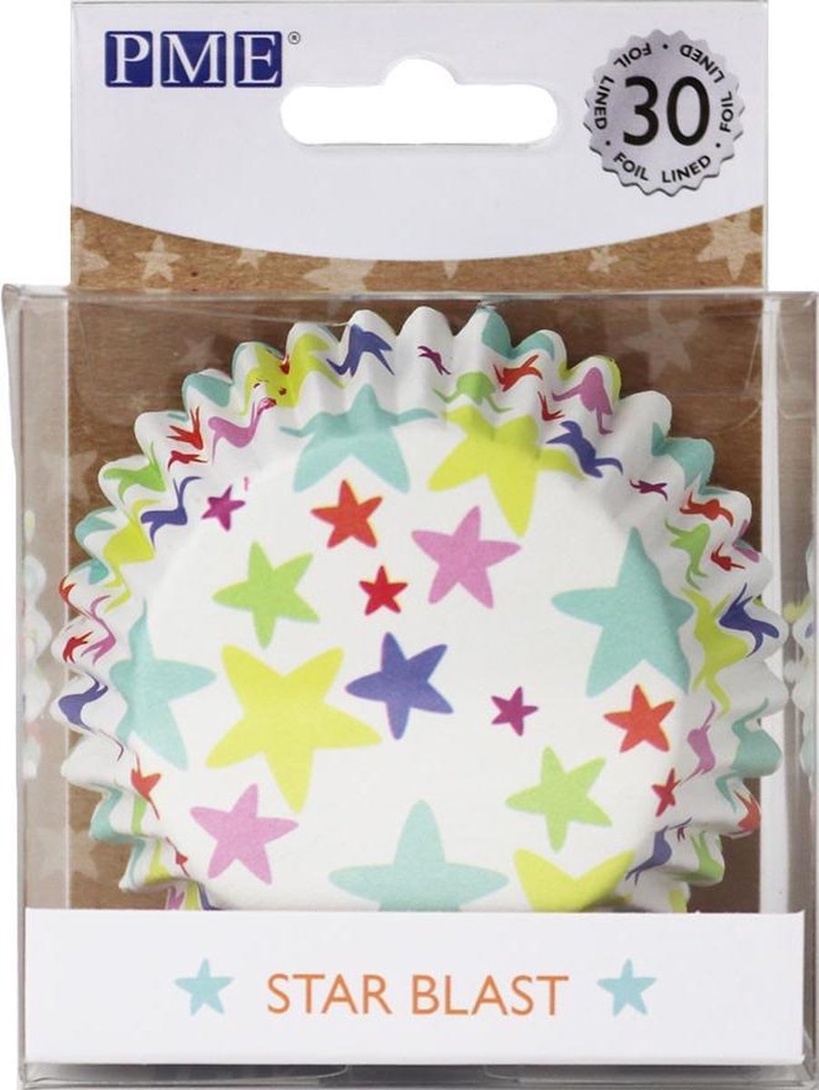 PME Cupcake Vormpjes Papier met Folie - Sterren - pk/30 - Baking Cups