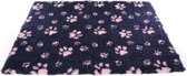 Vetbed poot donkerblauw / roze - 50x75 cm - 1 stuks
