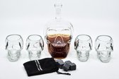 Whiskey set - Whiskey Karaf Set 1L - Whiskey Glazen 150 ml -  Luxe Whiskey Skull Met 4 Skull Glazen - 6 Whiskey Stones - Decanteer Karaf