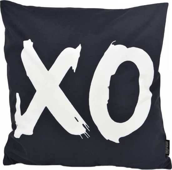 XO Black Kussenhoes | Katoen / Polyester | 45 x 45 cm | Zwart/Wit