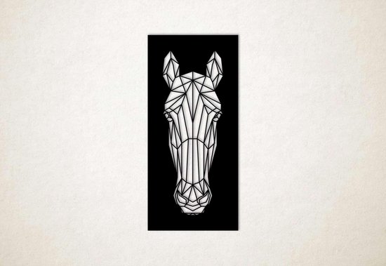 Line Art - Paard vierkant - M - 90x41cm - Zwart - geometrische wanddecoratie
