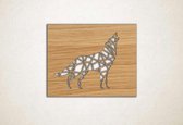 Line Art - Wolf vierkant 4 - M - 60x75cm - Eiken - geometrische wanddecoratie