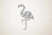 Line Art - Flamingo 1 - M - 90x56cm - EssenhoutWit - geometrische wanddecoratie