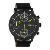OOZOO Timepieces - Zwarte horloge met zwarte leren band - C10534 - Ø50