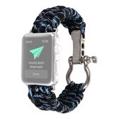 Voor Apple Watch Series 5 & 4 44mm / 3 & 2 & 1 42mm Paraplukoord Nylon gevlochten riem (blauw zwart)