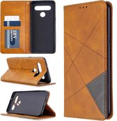 Voor LG K61 Rhombus Texture Horizontale Flip Magnetische Leren Case met Houder & Kaartsleuven & Portemonnee (Geel)