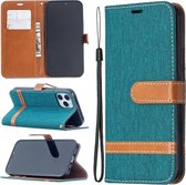 Voor iPhone 12 Pro / Max Kleuraanpassing Denim Texture Horizontale Flip Leren Case met Houder & Kaartsleuven & Portemonnee & Lanyard (Groen)