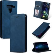 Retro Skin Feel Business Magnetische Horizontale Leren Flip Case voor LG V50 & LG V50 ThinQ (Marineblauw)