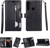 Voor Geschikt voor Xiaomi Redmi Note 8 Multifunctionele Rits Horizontale Flip Leren Case met Houder & Portemonnee & 9 Kaartsleuven & Lanyard (Zwart)