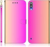 Voor Galaxy A10 / M10 geÃ¯miteerd spiegelend oppervlak Horizontale flip lederen tas met houder & kaartsleuven & portemonnee en lanyard (kleurverloop)