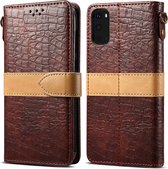 Voor Galaxy S20 Splicing Color Crocodile Texture PU Horizontal Flip Leather Case met portemonnee & houder & kaartsleuven & lanyard (bruin)