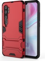 Voor Geschikt voor Xiaomi Mi CC9 Pro & Note 10 schokbestendige pc + TPU beschermhoes met onzichtbare houder (rood)