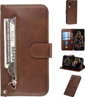 Voor Xiaomi Mi CC9 / Mi A3 Lite Fashion Calf Texture Zipper Horizontal Flip PU Leather Case, with Holder & Card Slots & Wallet (Brown)