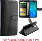 Voor Xiaomi Redmi Note 8 Pro Crazy Horse Texture Horizontale Flip Leather Case met houder & kaartsleuven & portemonnee & fotolijst (zwart)