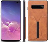 PU + TPU beschermhoes met kaartsleuven voor Galaxy S10 + (bruin)