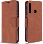 Voor Huawei P40 Lite E / Y7P retro lamsvacht textuur pure kleur horizontale flip pu lederen case met houder & kaartsleuven & portemonnee & lanyard (bruin)