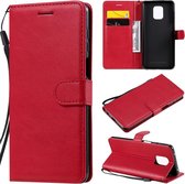 Voor Xiaomi Redmi Note 9S / Note 9 Pro Effen kleur Horizontale Flip Beschermende lederen tas met houder & kaartsleuven & portemonnee & fotolijst & lanyard (rood)