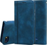 Voor Geschikt voor Xiaomi Redmi 6A Frosted Business Magnetische horizontale flip PU lederen tas met houder en kaartsleuf en lanyard (blauw)