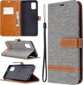 Voor Samsung Galaxy A31 denim textuur horizontale flip lederen tas met houder & kaartsleuven & portemonnee & lanyard (grijs)