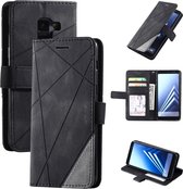 Voor Samsung Galaxy A8 (2018) Skin Feel Splicing Horizontale flip lederen tas met houder & kaartsleuven & portemonnee & fotolijst (zwart)