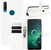 Voor Alcatel 3x (2019) Litchi Texture horizontale flip lederen tas met portemonnee en houder en kaartsleuven (wit)