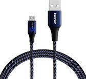 ENKAY ENK-CB304 2.4A USB naar Micro USB Nylon Weaving Data Transfer oplaadkabel met intelligent licht, lengte: 1m (blauw)