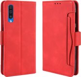 Wallet-stijl Skin Feel Calf Pattern lederen tas voor Galaxy A50 / A50s, met aparte kaartsleuf (rood)