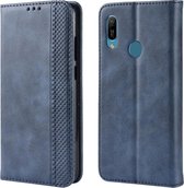 Magnetische gesp Retro Crazy Horse Texture Horizontale Flip Leather Case voor Huawei Y6 (2019), met houder & kaartsleuven & fotolijst (blauw)