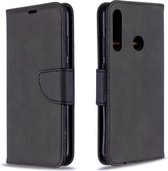 Voor Huawei P40 Lite E / Y7P retro lamsvacht textuur pure kleur horizontale flip pu lederen case met houder & kaartsleuven & portemonnee & lanyard (zwart)