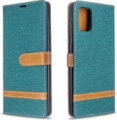 Voor Galaxy A71 kleuraanpassing denim textuur horizontaal flip pu lederen tas met houder & kaartsleuven & portemonnee & lanyard (groen)