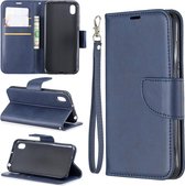 Retro lamsvacht textuur pure kleur horizontale flip pu lederen case voor Huawei Y5 2019 & Honor 8s, met houder & kaartsleuven & portemonnee & lanyard (blauw)